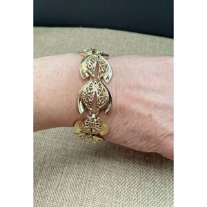Vintage Filagree Style Eight Link Gold Tone Bracelet